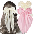 Elegant Bow Ribbon Hair Clip para Mulheres, Solid Satin Hairpin, Ponytail presilhas, acessórios de moda para meninas, 1 pc, 2pcs