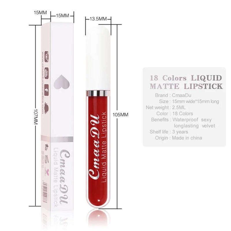 Sexy Long Lasting Velvet Matte Liquid Lipstick, Maquiagem, Mulheres Beleza, Vermelho, Antiaderente, Impermeável, Lip Gloss