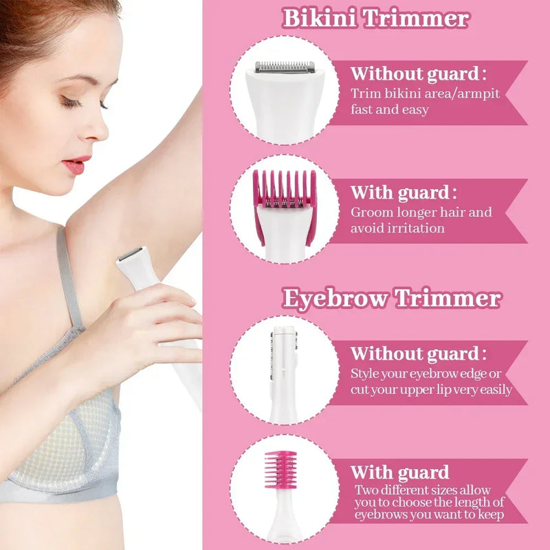 5 In 1 Body Hair Remover Epilator Trimmer Women Bikini Hair Leg Hair Portable Women Painless Razor Shaver Tool care