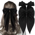 Elegant Bow Ribbon Hair Clip para Mulheres, Solid Satin Hairpin, Ponytail presilhas, acessórios de moda para meninas, 1 pc, 2pcs