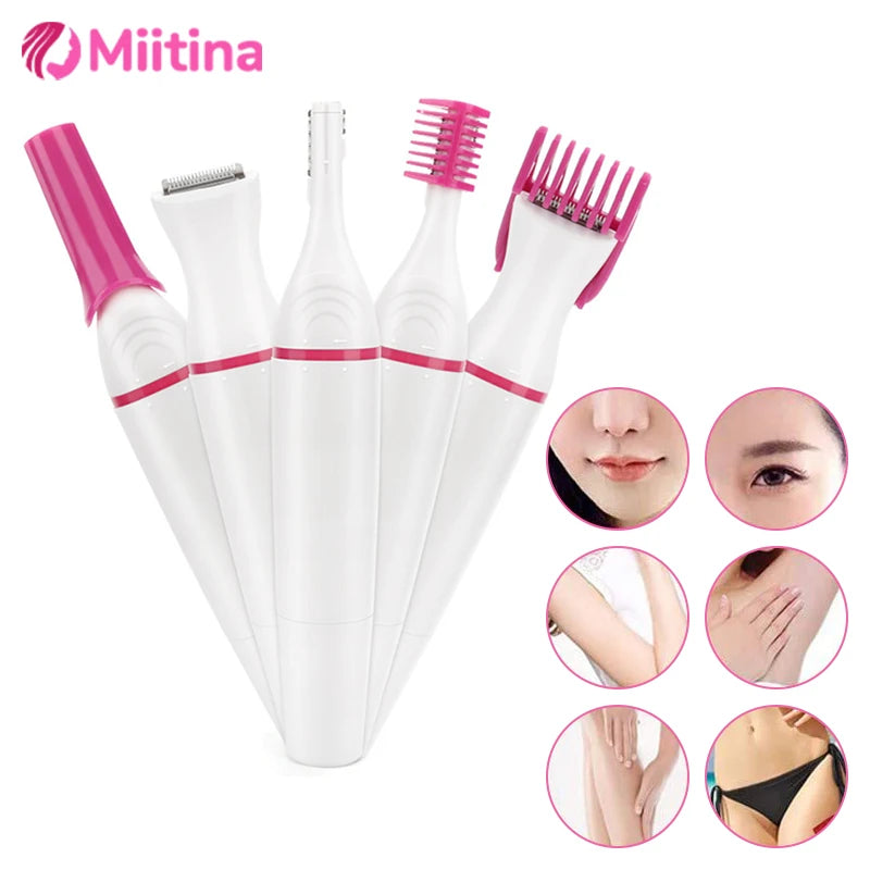 5 In 1 Body Hair Remover Epilator Trimmer Women Bikini Hair Leg Hair Portable Women Painless Razor Shaver Tool care