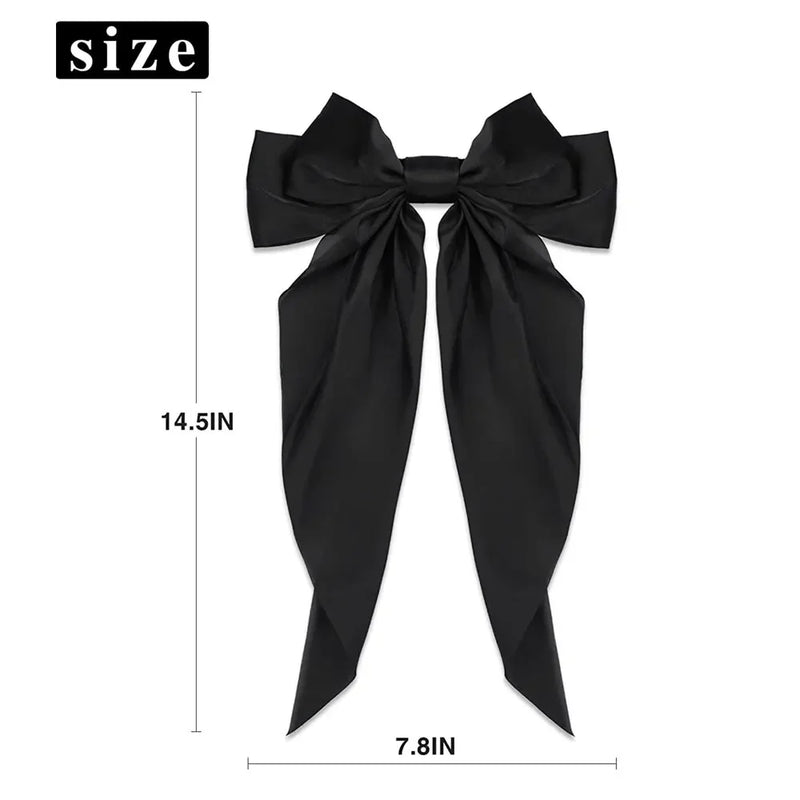 Elegant Bow Ribbon Hair Clip para Mulheres, Solid Satin Hairpin, Ponytail presilhas, acessórios de moda para meninas, 1 pc, 2pcs